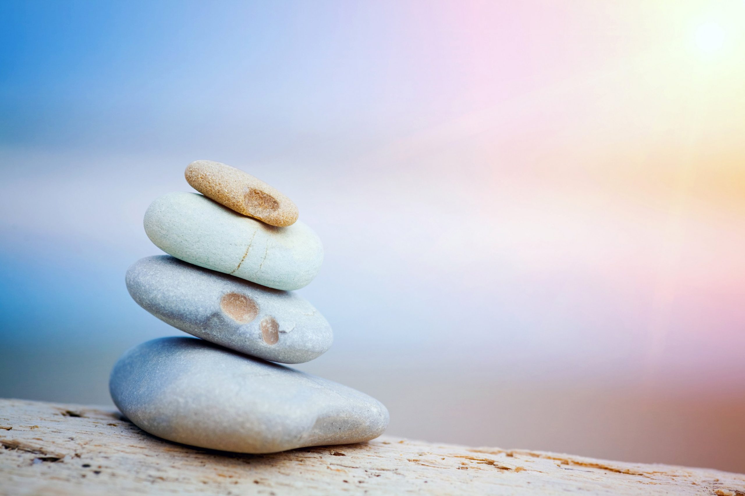Stacked stones in a desert landscape